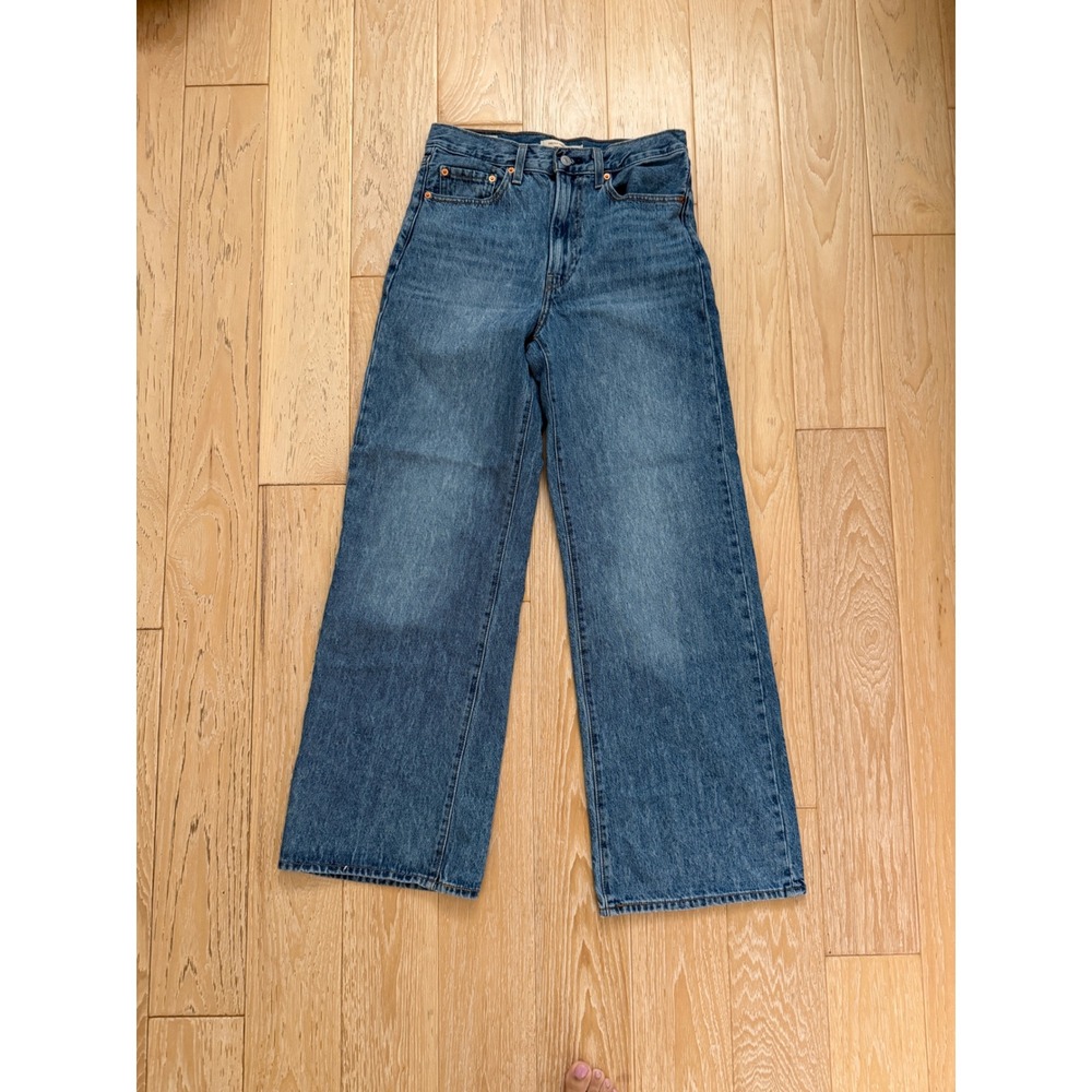 LEVIS Women Ribcage Wide Leg Jeans High Waisted Retro Boho Casual Size 27